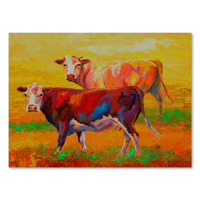 Trademark Art 'Two Cows' Painting Print on Wrapped Canvas Wayfair